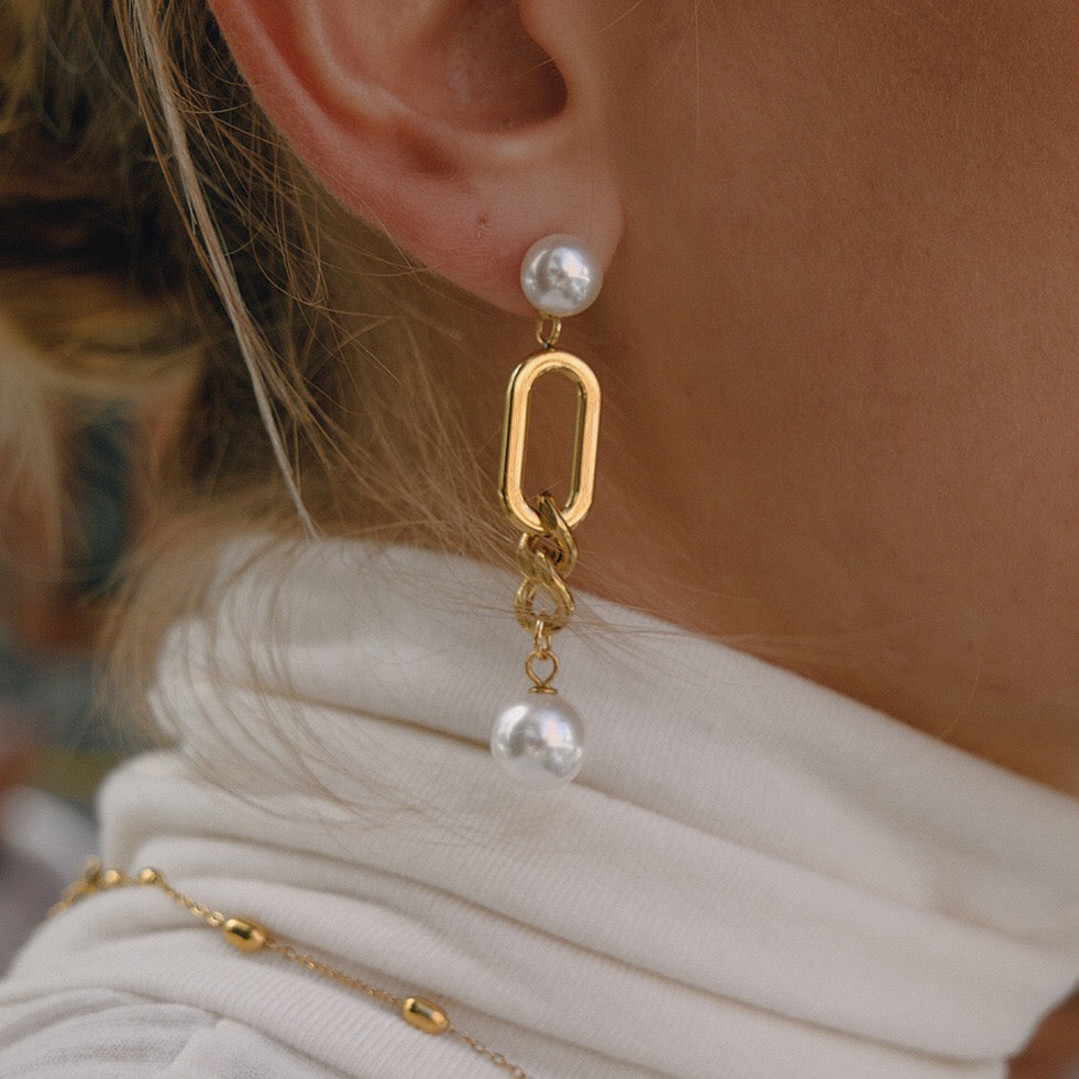 Selene Pearl Drop Earrings by Lucy Luna Jewellery, alternate view 4