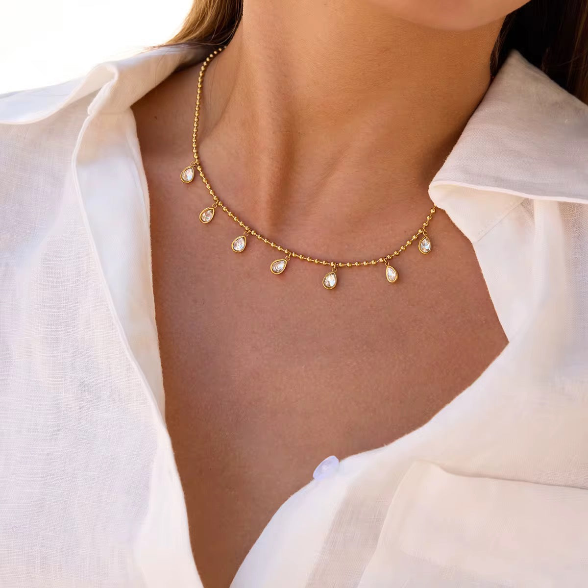 Talia Droplet Necklace by Lucy Luna Jewellery, alternate view 3