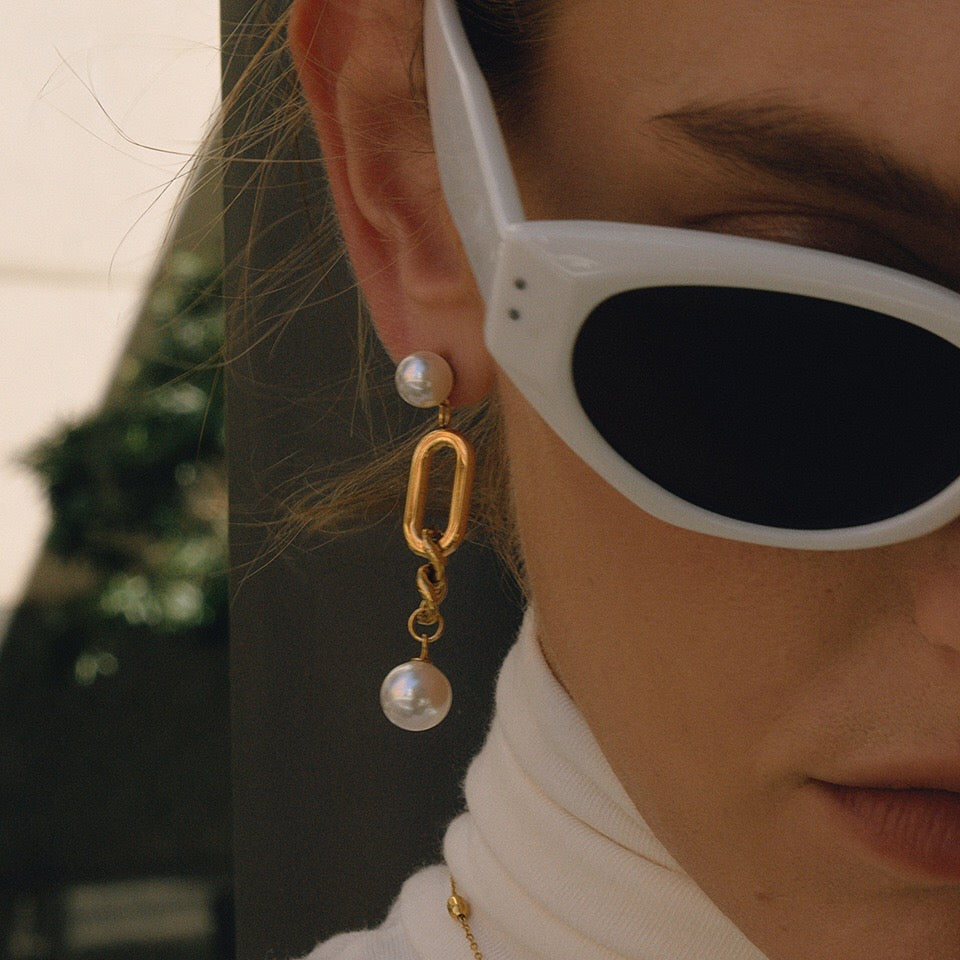 Selene Pearl Drop Earrings by Lucy Luna Jewellery, alternate view 5