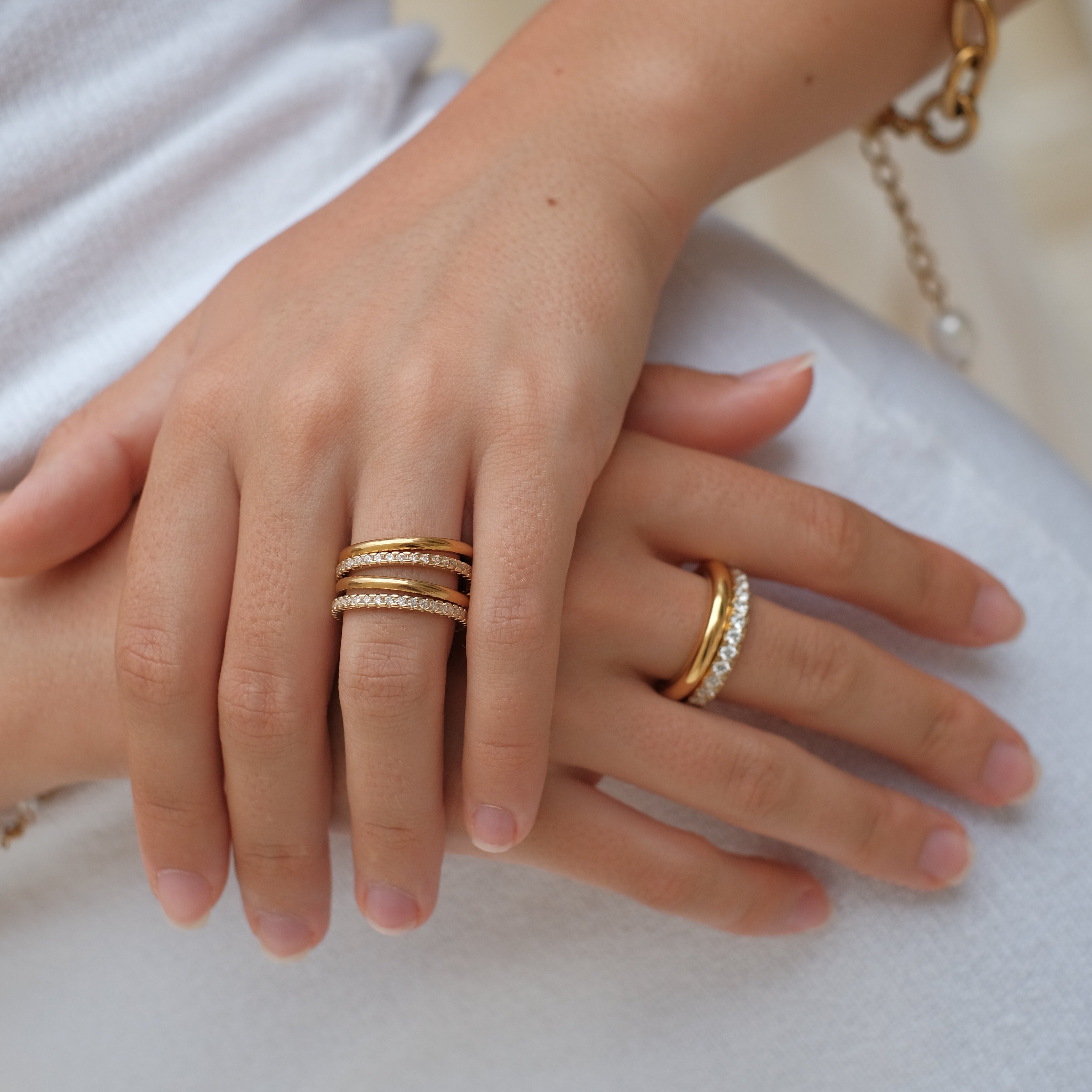 Charlotte Double Stack Ring by Lucy Luna Jewellery, alternate view 3