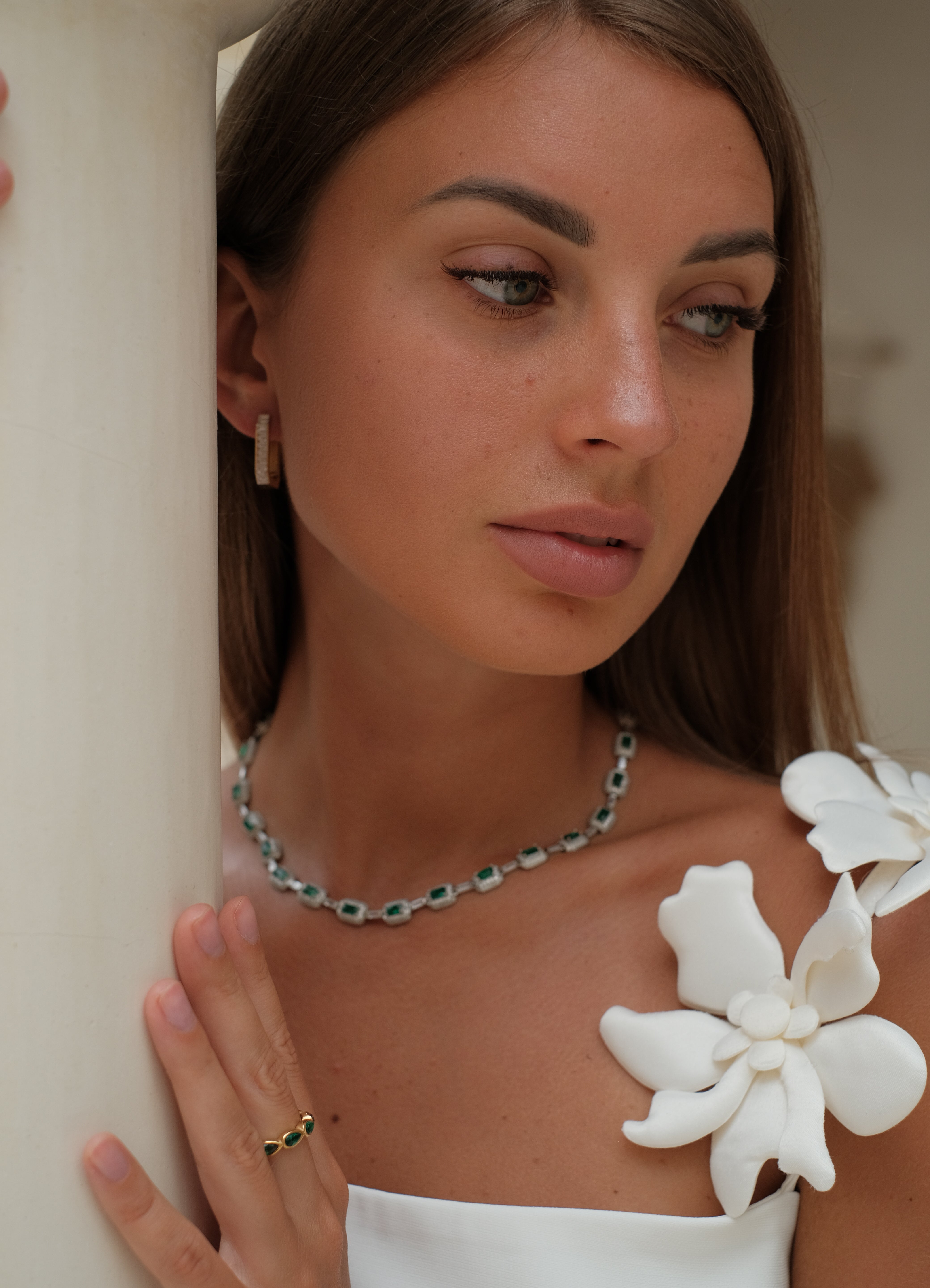 Ivy Emerald Eternity Ring by Lucy Luna Jewellery, alternate view 6