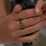 Elena Emerald Eternity Ring by Lucy Luna Jewellery, alternate view 3
