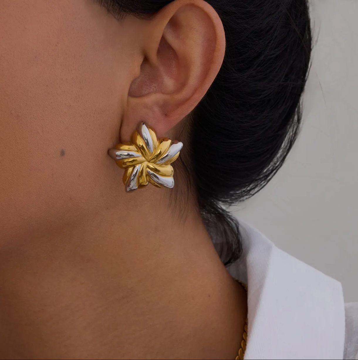 Cleo Floral Studs by Lucy Luna Jewellery, alternate view 2