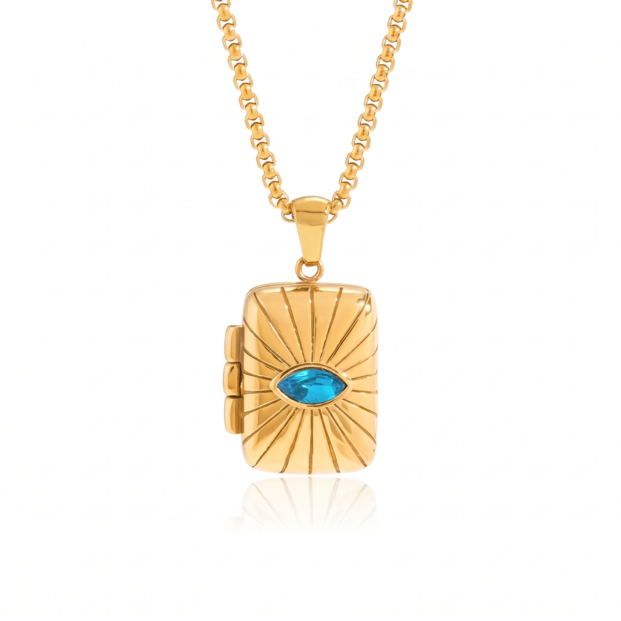 Indigo Sunburst Locket by Lucy Luna Jewellery