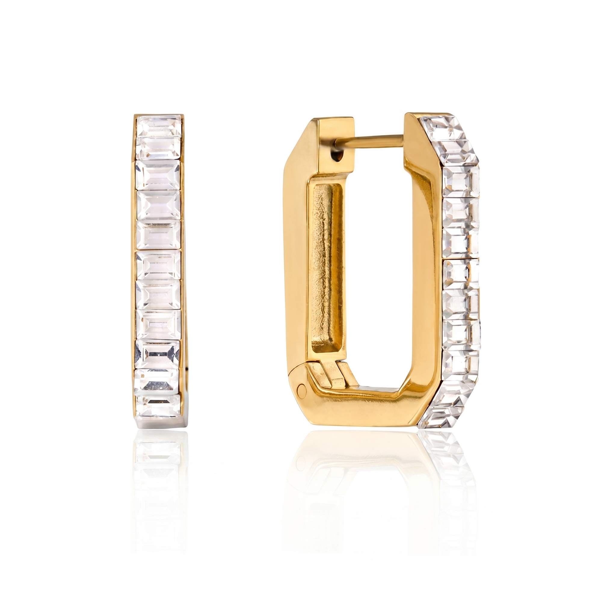 Sara Emerald-Cut Huggies by Lucy Luna Jewellery
