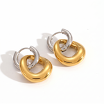 Emery Two-Tone Interlock Huggies by Lucy Luna Jewellery