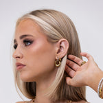Emery Two-Tone Interlock Huggies by Lucy Luna Jewellery, alternate view 6
