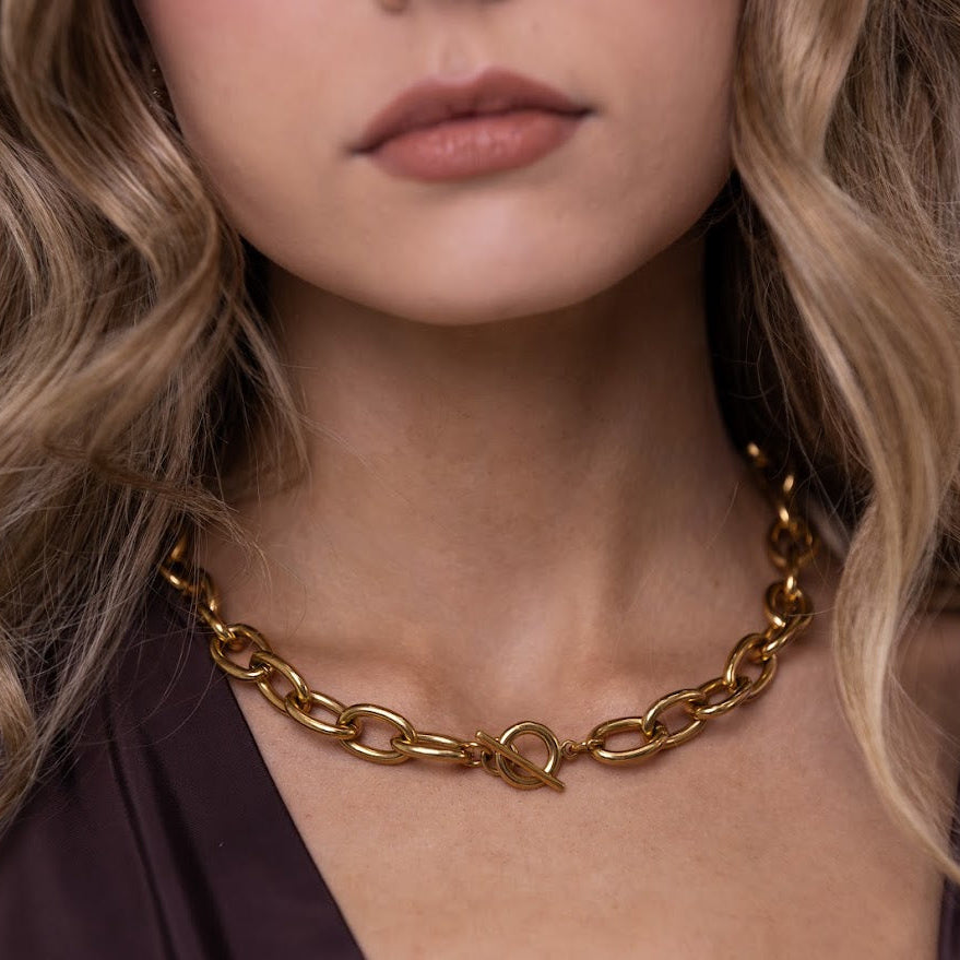 Elisia Oval Link Necklace by Lucy Luna Jewellery, alternate view 6