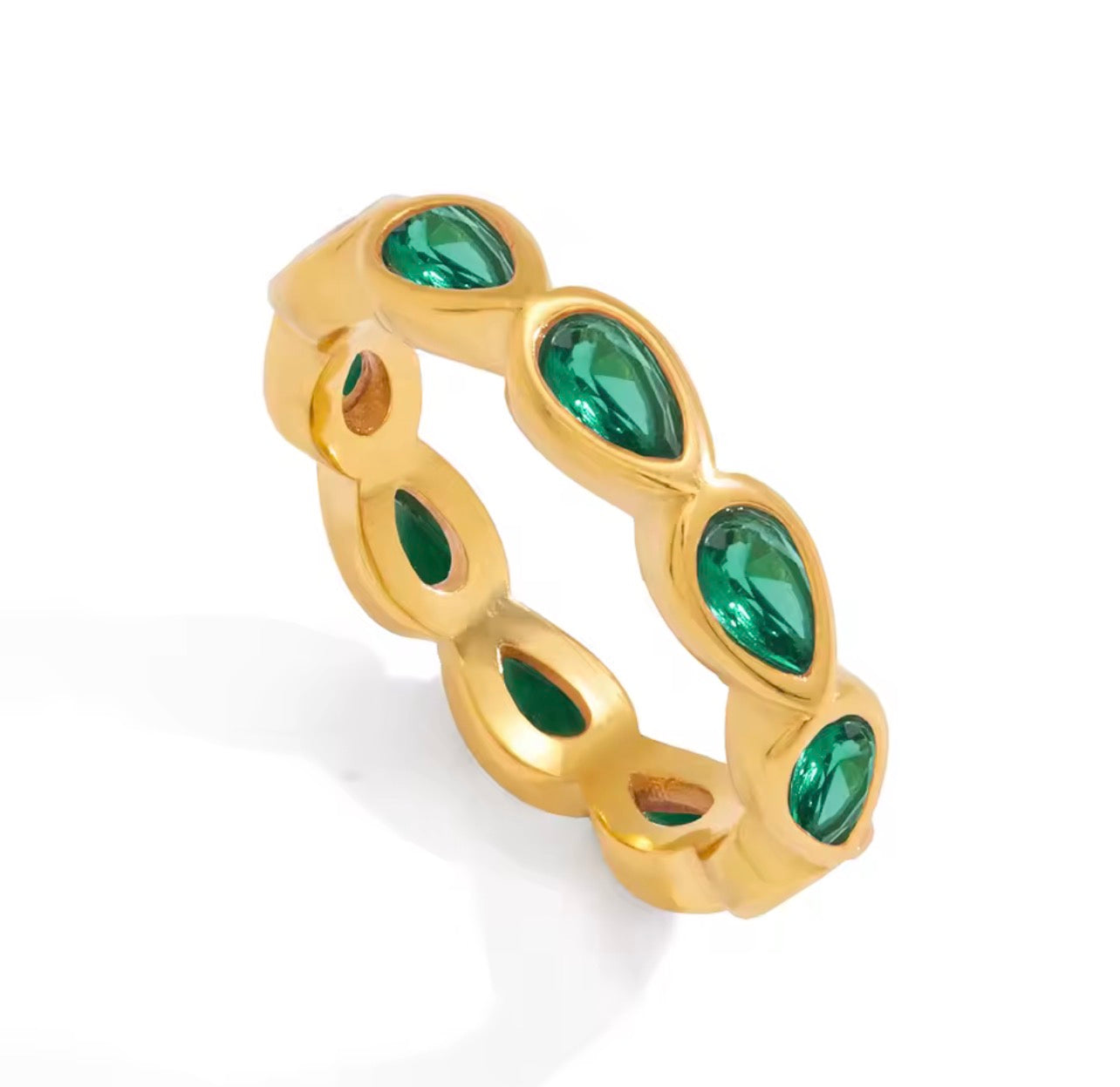Ivy Emerald Eternity Ring by Lucy Luna Jewellery