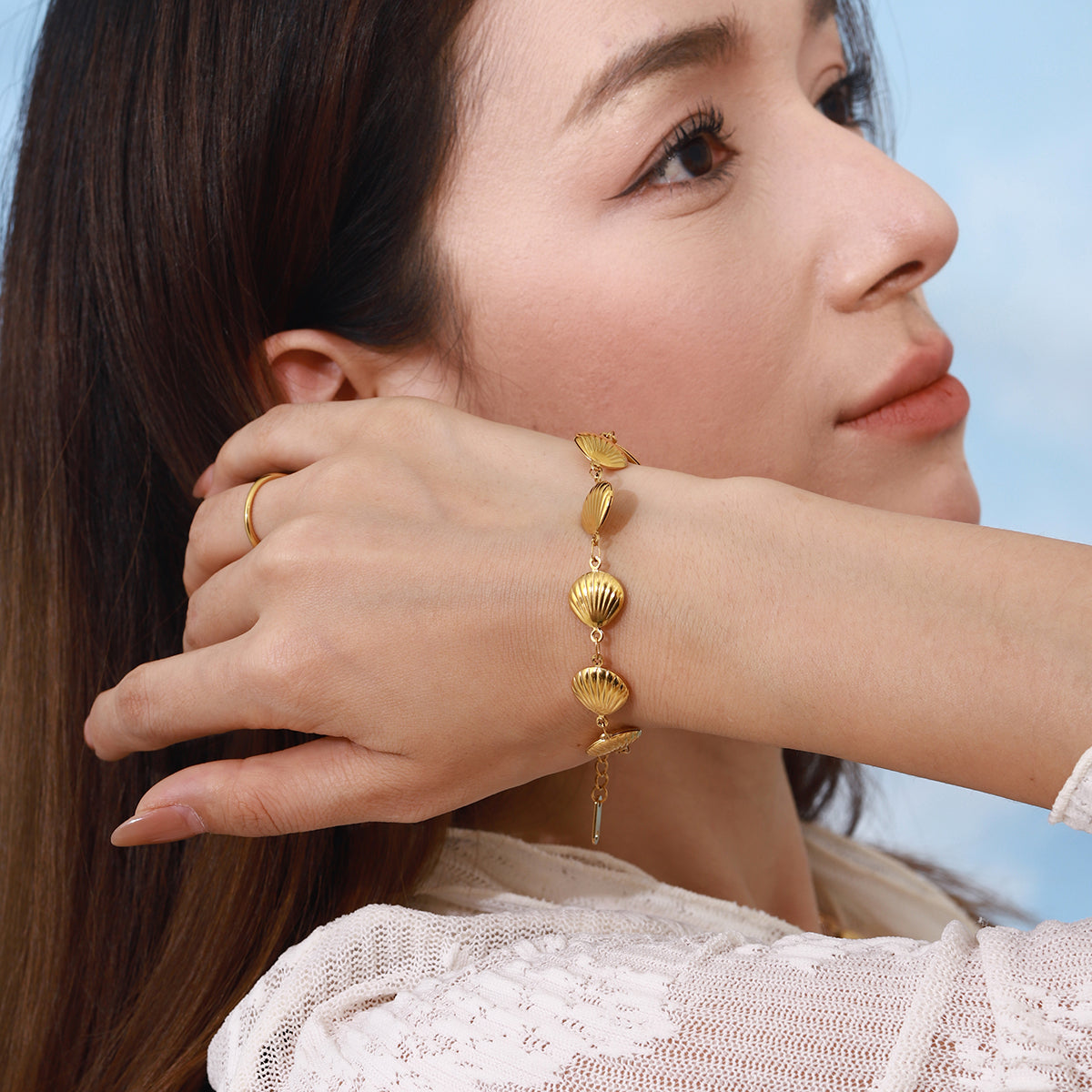 Isla Shell Bracelet by Lucy Luna Jewellery, alternate view 2