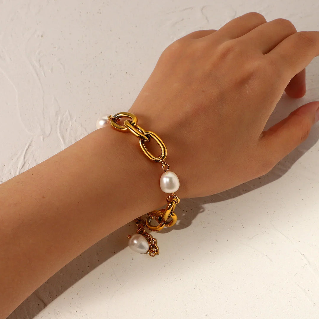 Mila Link Pearl Bracelet by Lucy Luna Jewellery, alternate view 3