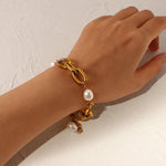 Mila Link Pearl Bracelet by Lucy Luna Jewellery, alternate view 3