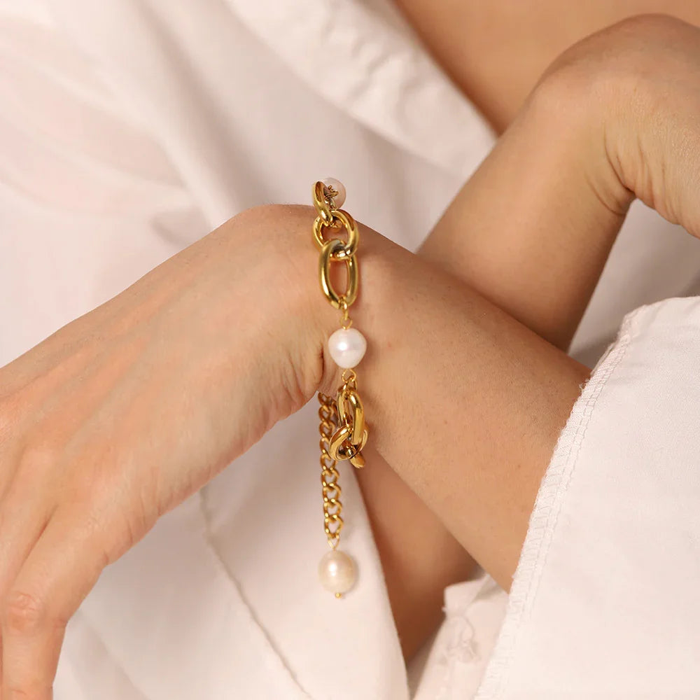 Mila Link Pearl Bracelet by Lucy Luna Jewellery, alternate view 5