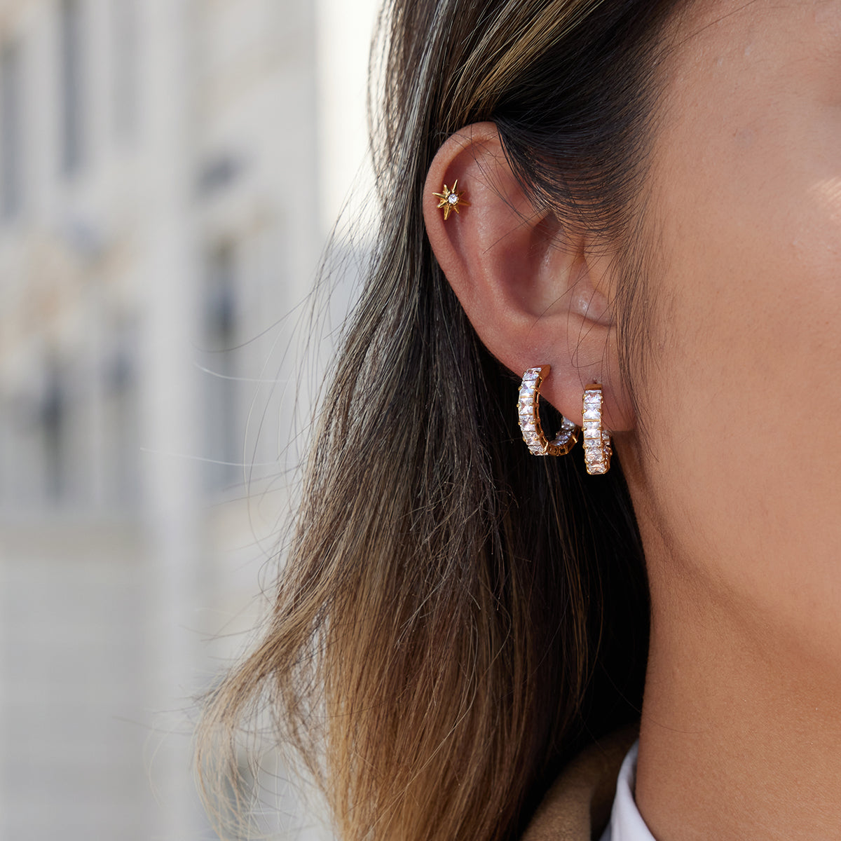 Gia Radiant Hoops by Lucy Luna Jewellery, alternate view 3