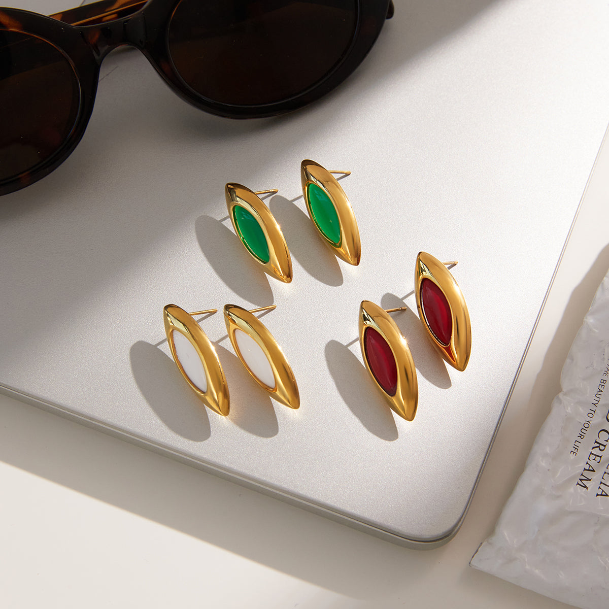 Nikita Marquise Studs by Lucy Luna Jewellery, alternate view 2