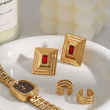 Valencia Ruby Studs by Lucy Luna Jewellery, alternate view 4