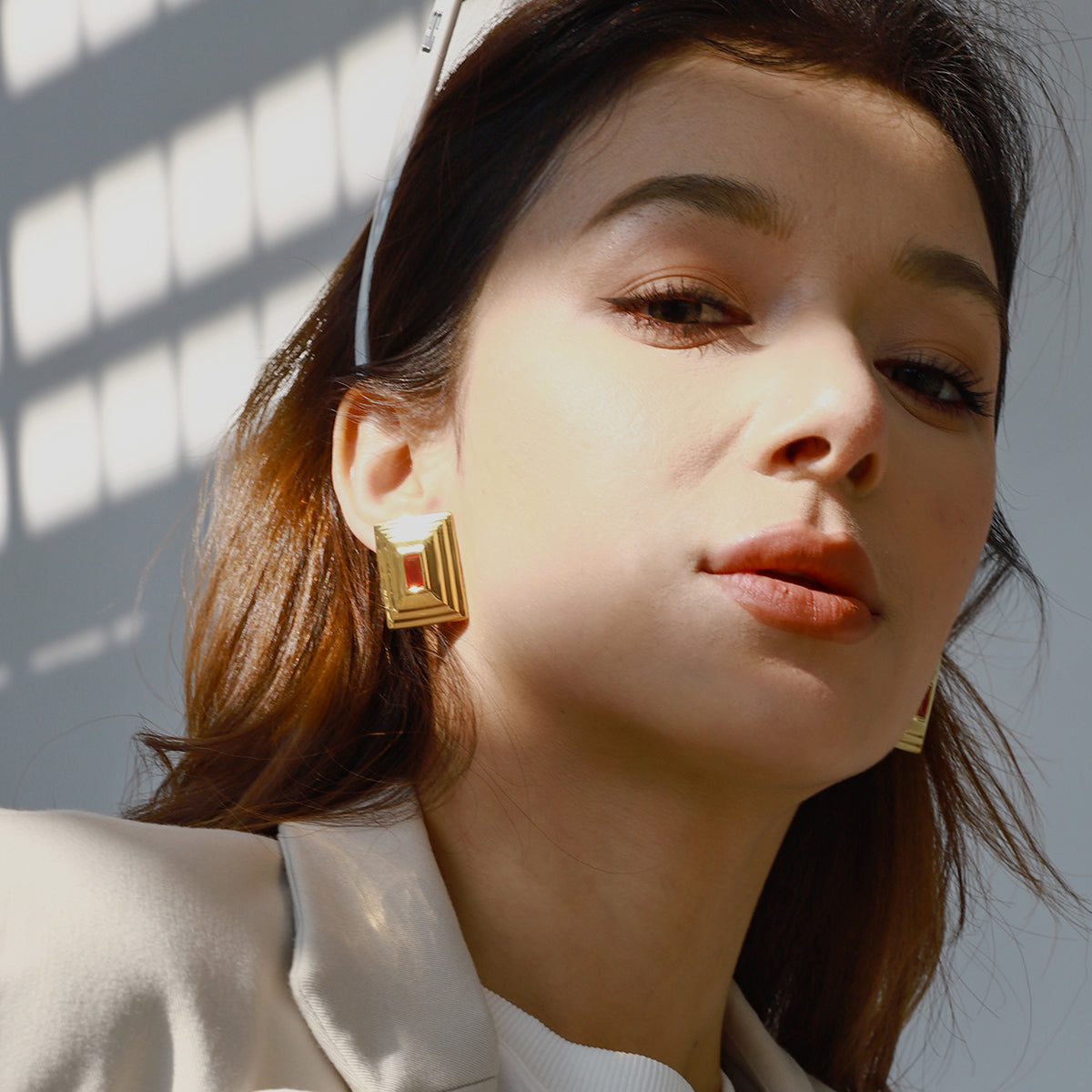 Valencia Ruby Studs by Lucy Luna Jewellery, alternate view 3