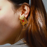 Valencia Ruby Studs by Lucy Luna Jewellery, alternate view 5