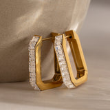 Sara Emerald-Cut Huggies by Lucy Luna Jewellery, alternate view 3