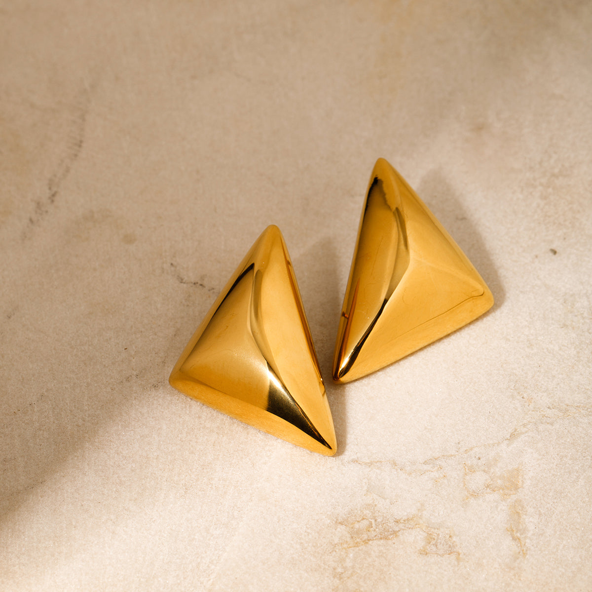 Samia Triangle Studs by Lucy Luna Jewellery, alternate view 5