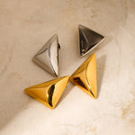 Samia Triangle Studs by Lucy Luna Jewellery, alternate view 6