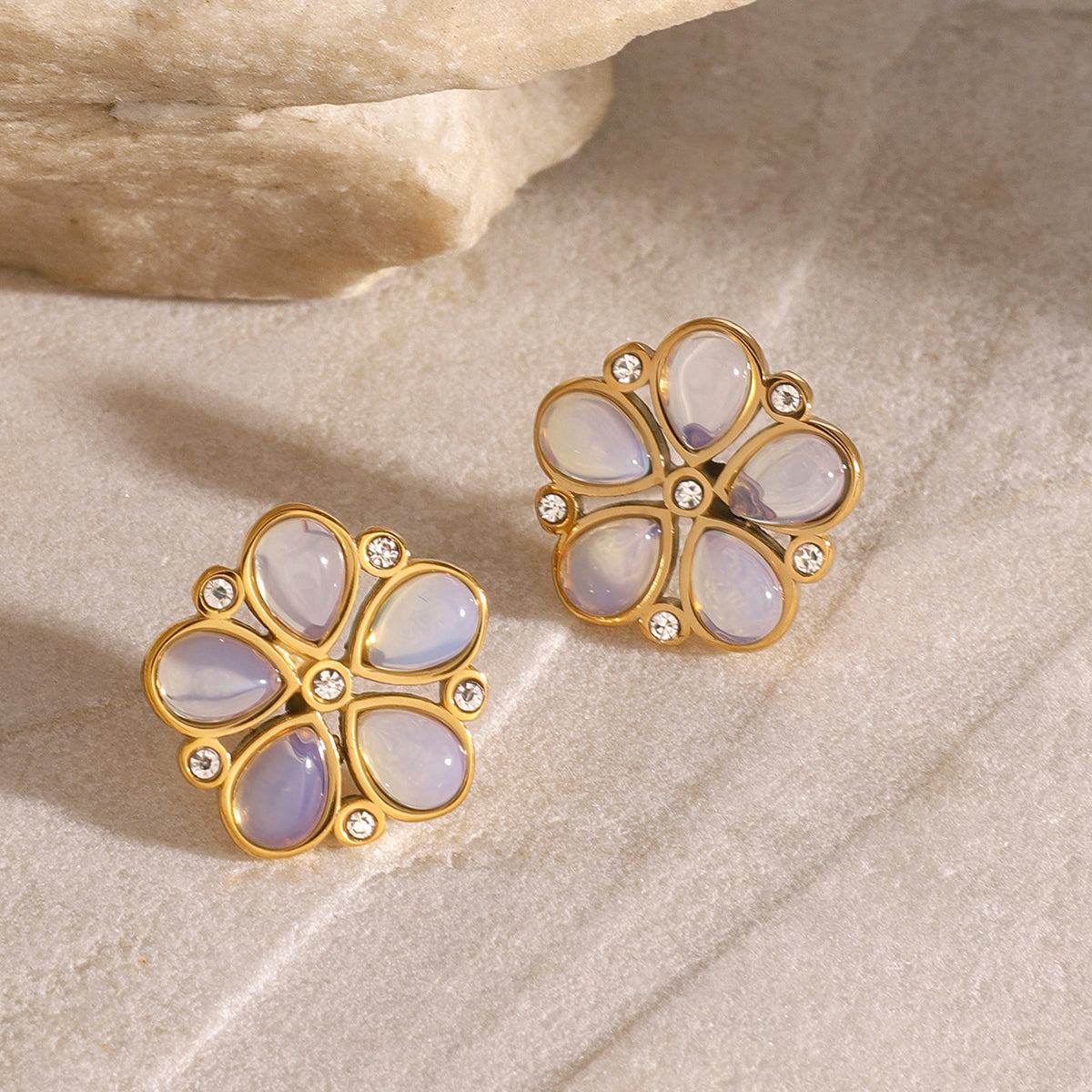 Azurea Floral Studs by Lucy Luna Jewellery, alternate view 3
