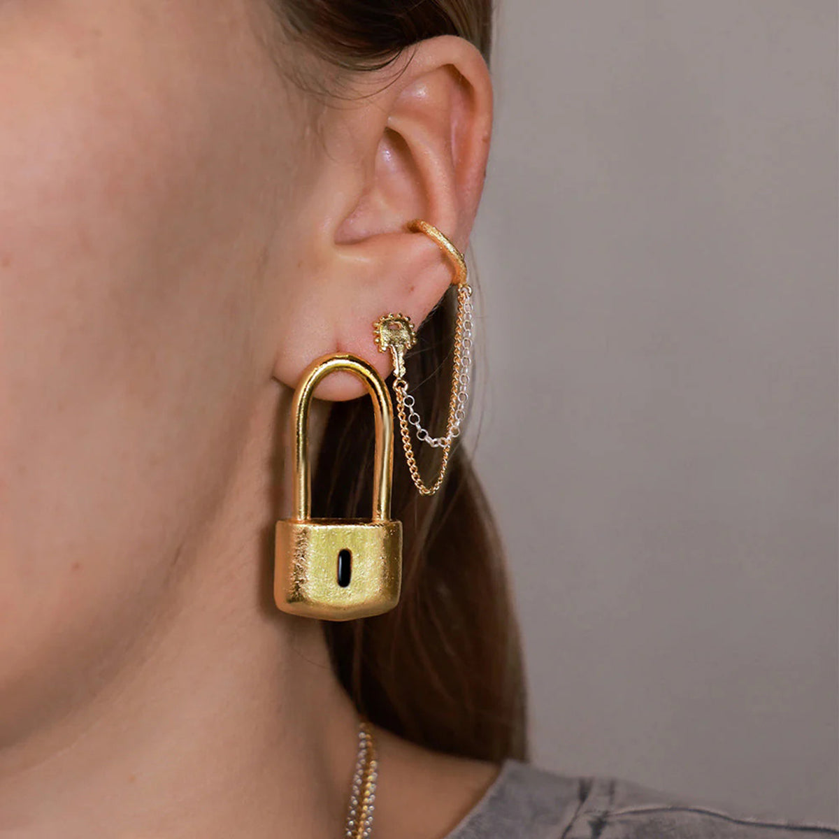 Lora Padlock Drops by Lucy Luna Jewellery, alternate view 3