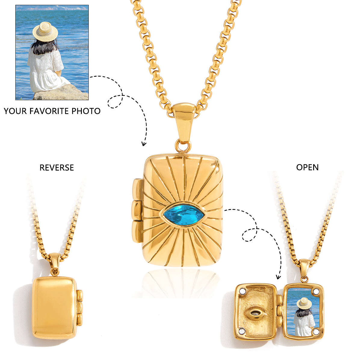 Indigo Sunburst Locket by Lucy Luna Jewellery, alternate view 3