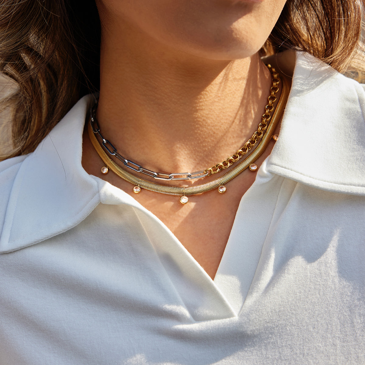 Halcyon Mixed-Link Necklace by Lucy Luna Jewellery, alternate view 4