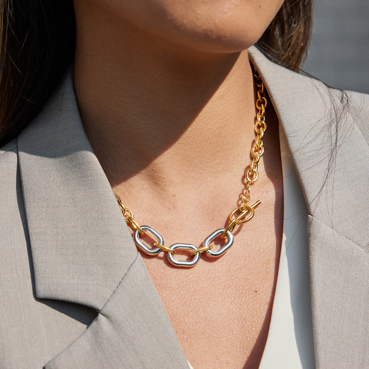 Rhodos Mixed-Metal Chain by Lucy Luna Jewellery, alternate view 4