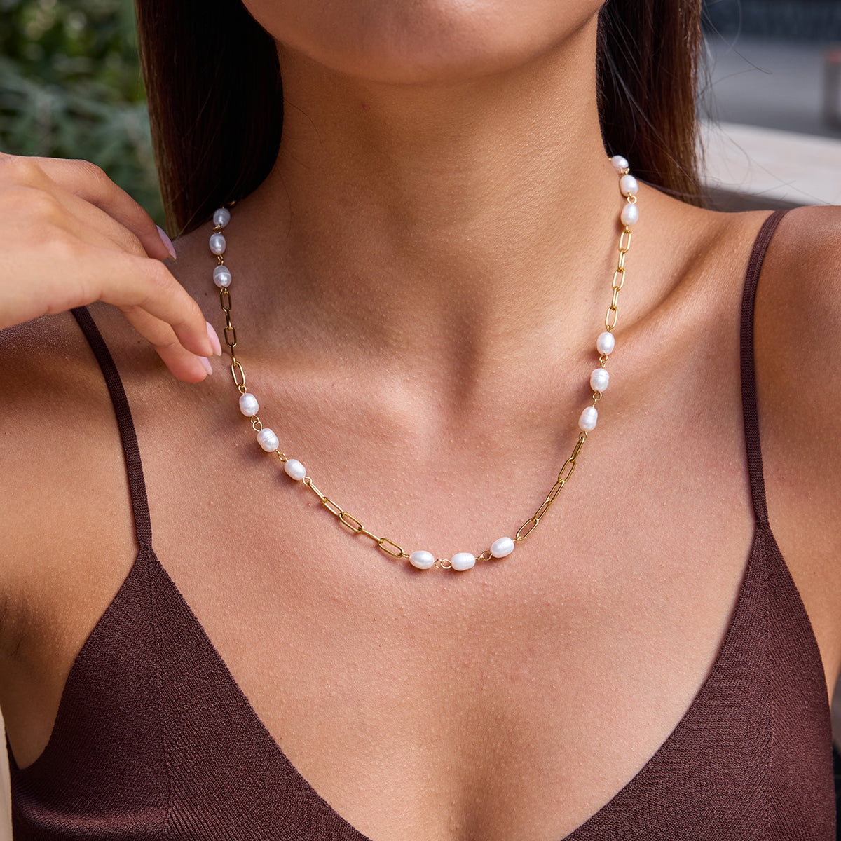 Naia Pearl Chain by Lucy Luna Jewellery, alternate view 6