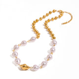Juno Pearl & Bead Necklace by Lucy Luna Jewellery