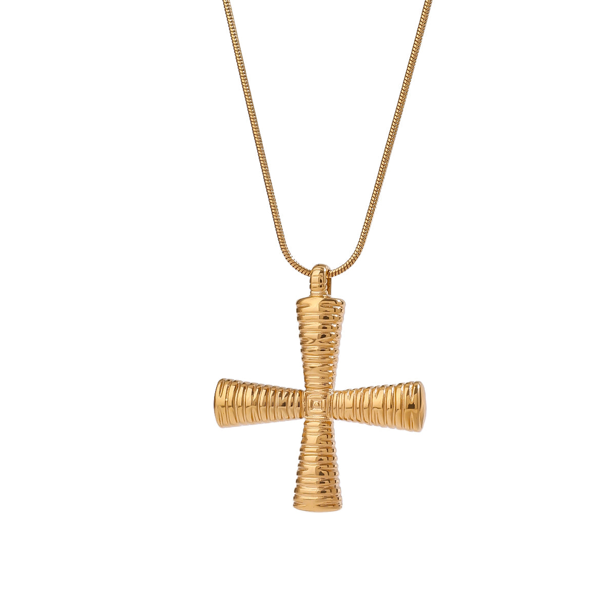 Divina Ribbed Cross by Lucy Luna Jewellery