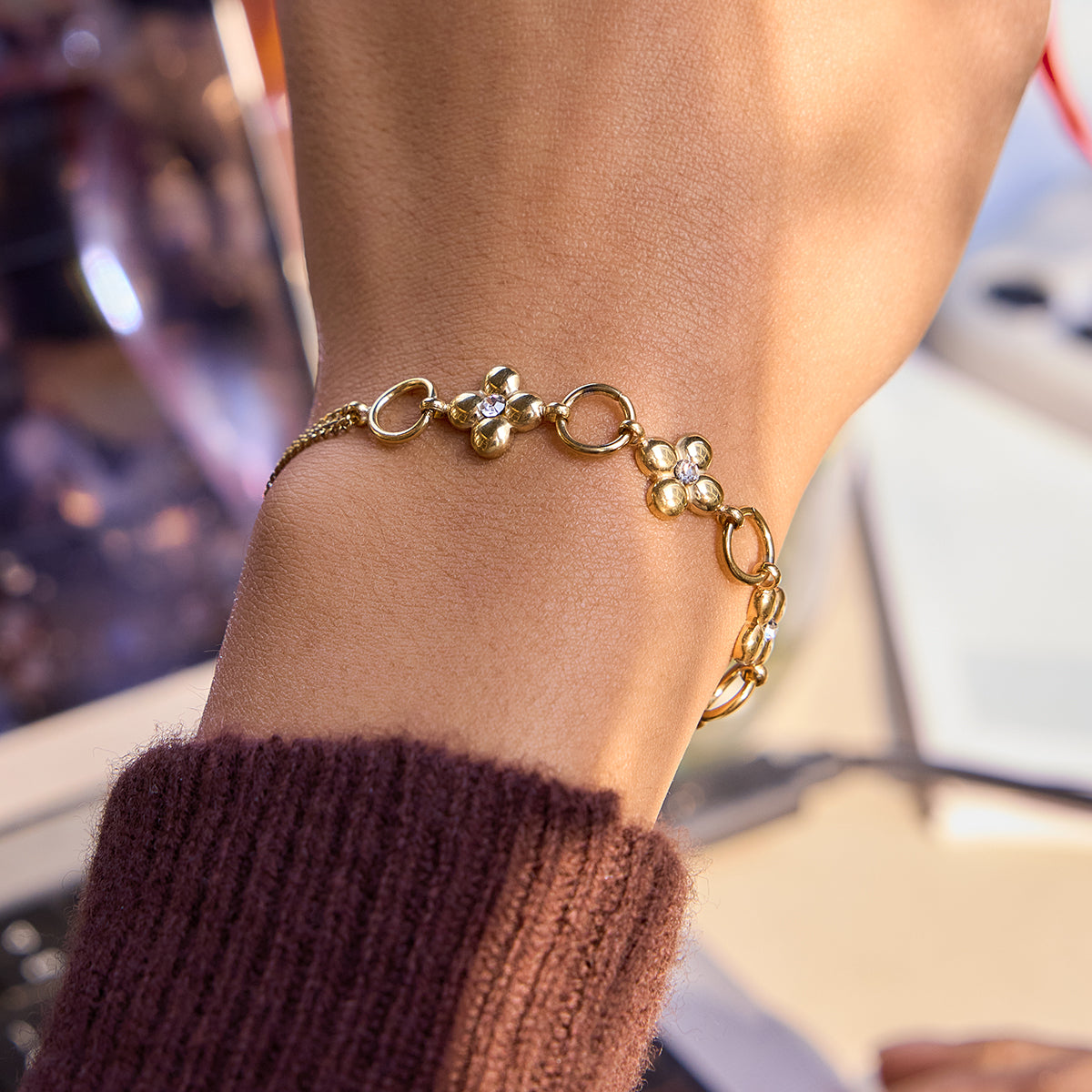 Fleur Station Bracelet by Lucy Luna Jewellery, alternate view 2