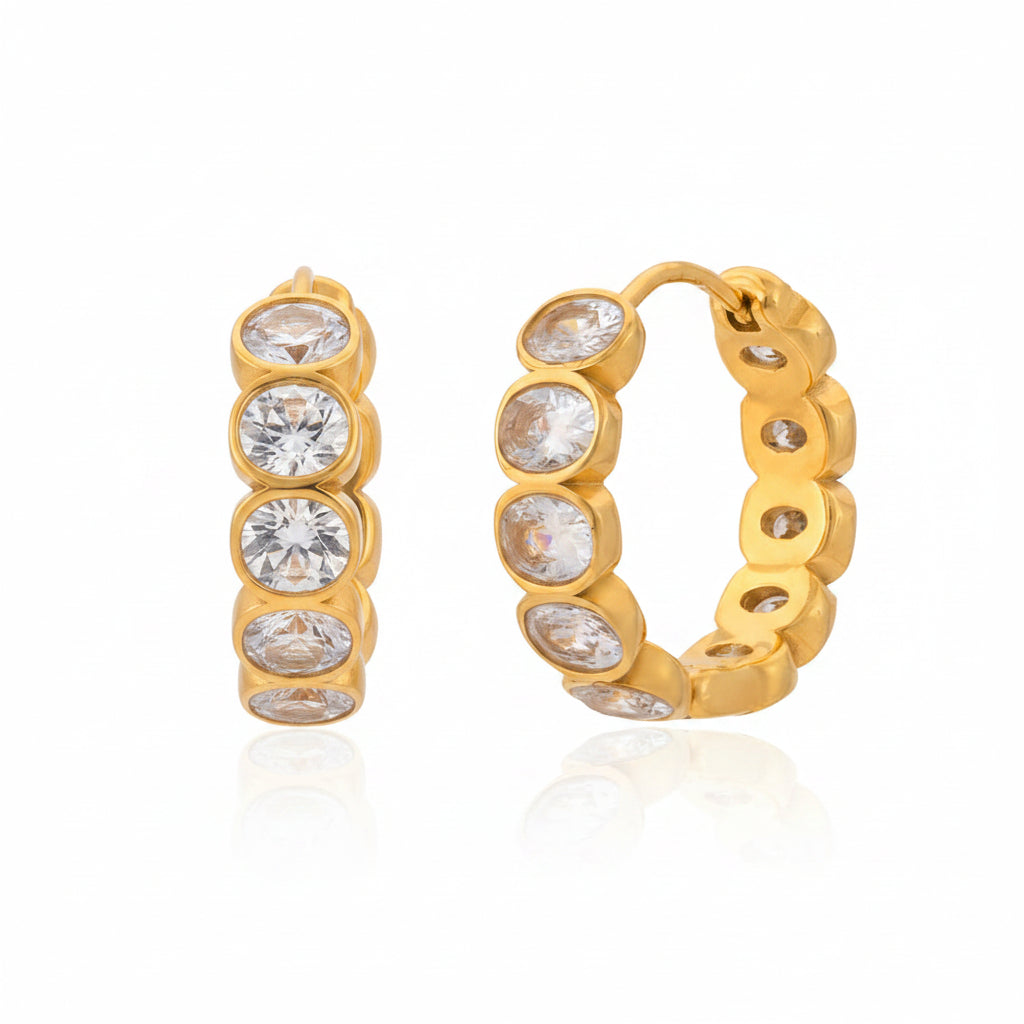 Cleo Gemstone Hoops by Lucy Luna Jewellery