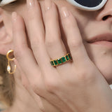 Elena Emerald Eternity Ring by Lucy Luna Jewellery, alternate view 5