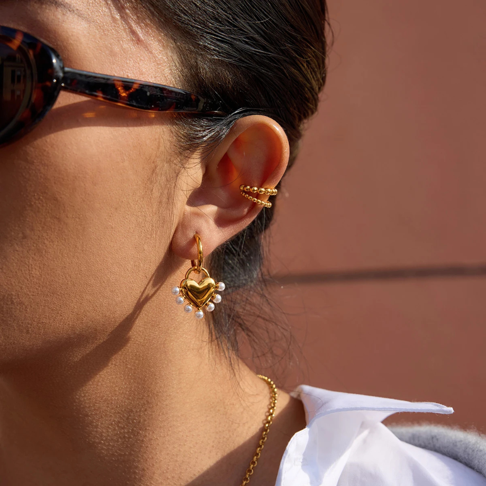 Layla Heart Hoops by Lucy Luna Jewellery, alternate view 4