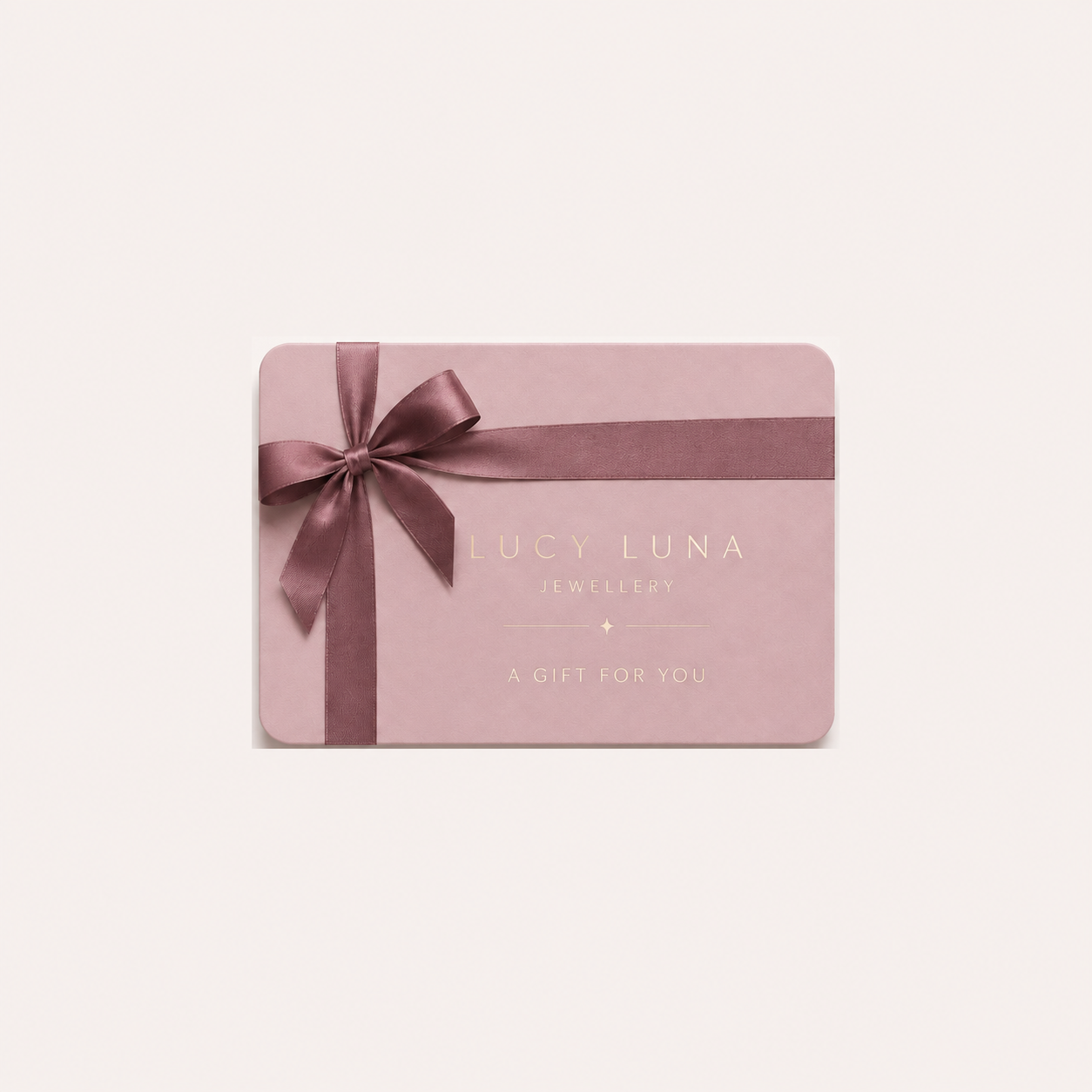 Lucy Luna digital gift card in blush pink with burgundy ribbon